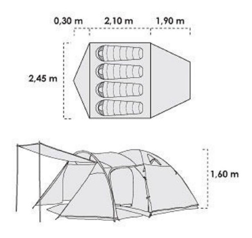 Imagen 2 de 6 de Carpa 4 Personas Doite Licanray Xr4 Camping Comedor Iglu