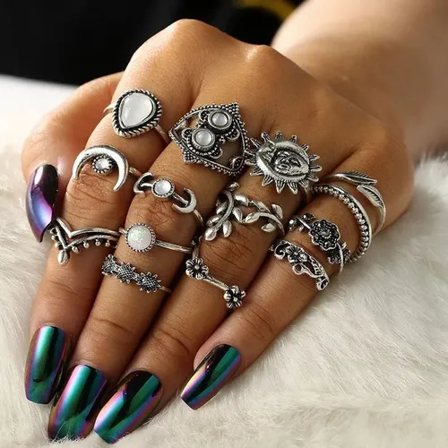 Anillos con piedras negras hotsell
