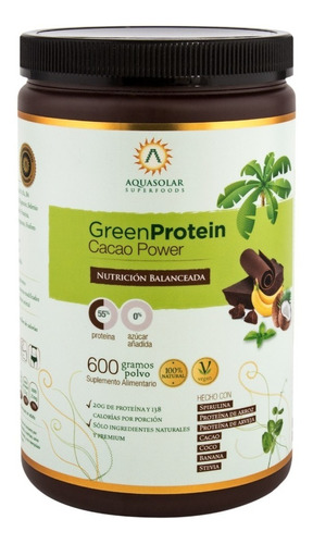 Aquasolar - Green Protein - Cacao Power 600g Polvo