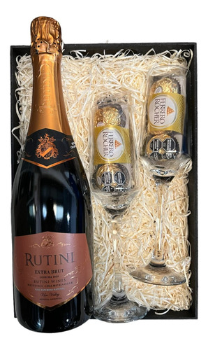 Champagne Rutini Extra Bt + Copas + Chocolates Pérez Tienda 