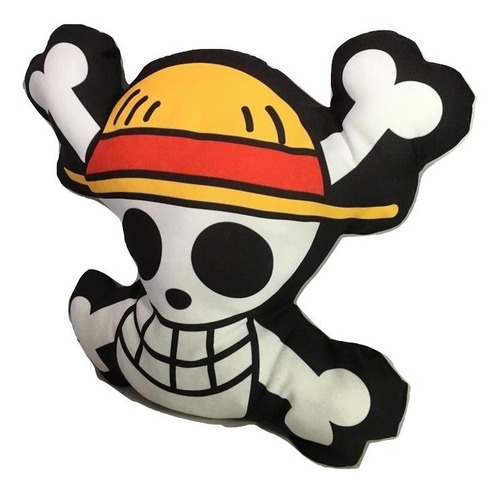 Imagem 2 de 4 de Almofada 3d Caveira One Piece Mugiwara Piratas Chapéu Palha
