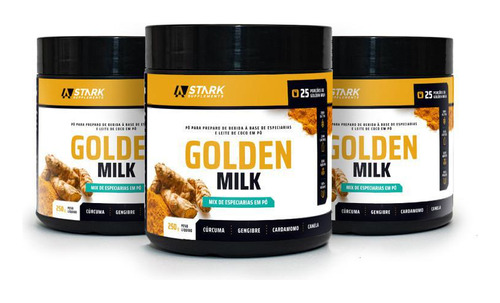 Kit 3x Golden Milk - Natural (250 G) - Stark Supplements