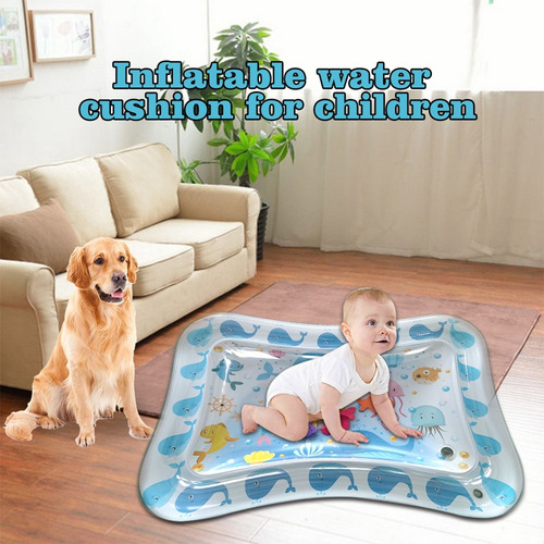 Colchoneta Inflable Bebé 50x70cm Tipo H Pad Agua Vida Marina Azul