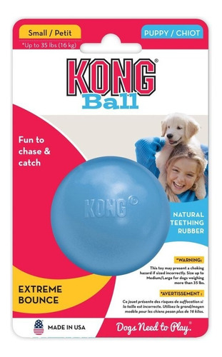 Kong Puppy Ball Small Juguete Perros Cachorros Pelota Color Celeste