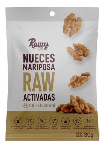 Nueces Mariposa Raw Activadas 30g ,sin Gluten Y Veganos.
