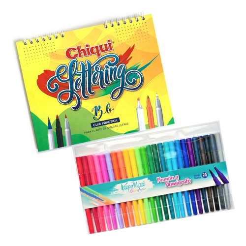 Kit Cartilla Chiqui Lettering + Plumón Y Plumígrafo X 25