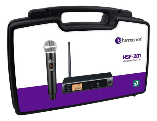 Microfone Sem Fio Uhf Harmonics Hsf200-1 Display Digital
