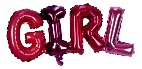 Globo Letras Niña Girl Rosado Morado Fucsia 40 Cm