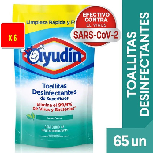 Toallitas Desinfectantes Ayudin - Fragancia Menta X 6 Uni.