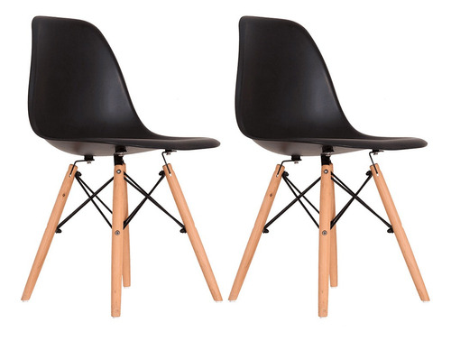 Cadeira de jantar Empório Tiffany Eames DSW Madera, estrutura de cor  preto, 2 unidades