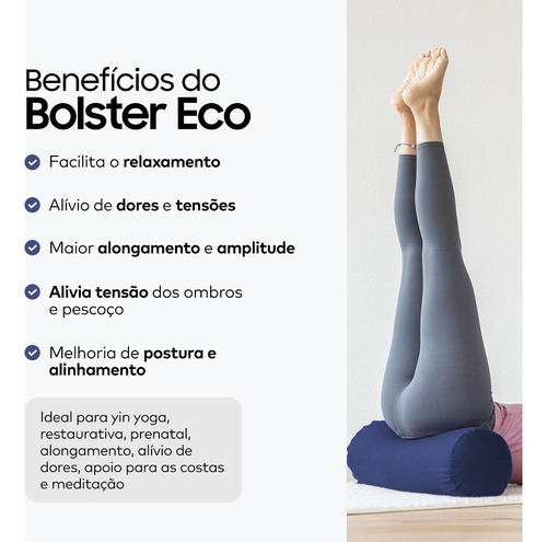 Almofada Cilíndrica Bolster Eco Rolinho Yoga Restaurativa Cor Azul Yogateria