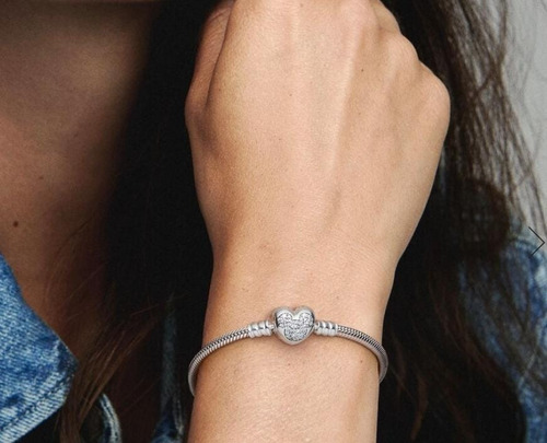 Pulsera Pandora Pandora Moments Corazón De Mickey De Plata 20cm De Largo