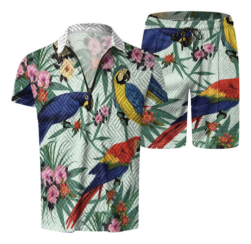 Conjunto De Dos Piezas De Polo Con Estampado Playero