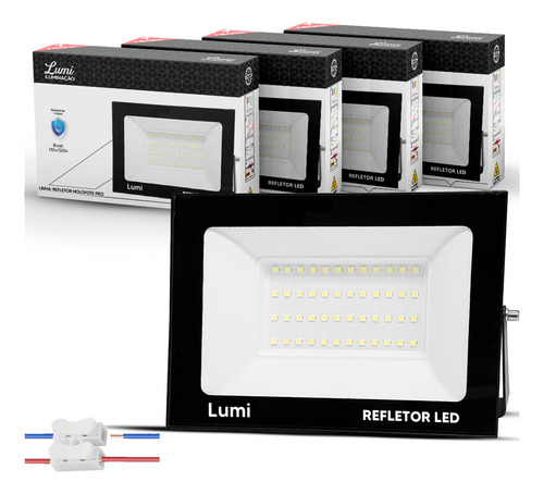 Kit 5 Refletor Led Holofote Smd Pro 200w 127/220V Ip67 Branco Frio
