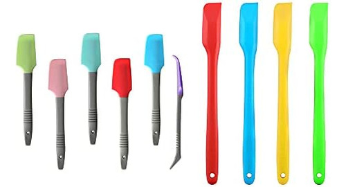 Juego De 6 Mini Espátulas De Silicona Curvadas Y 4 Mini Espá