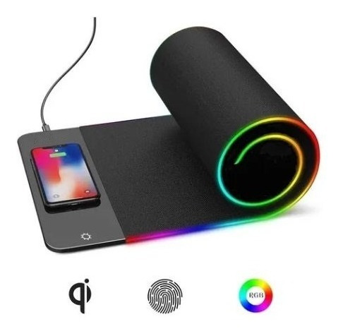 Alfombrilla Mouse Pad Gamer Rgb Carga Inalambrica Led