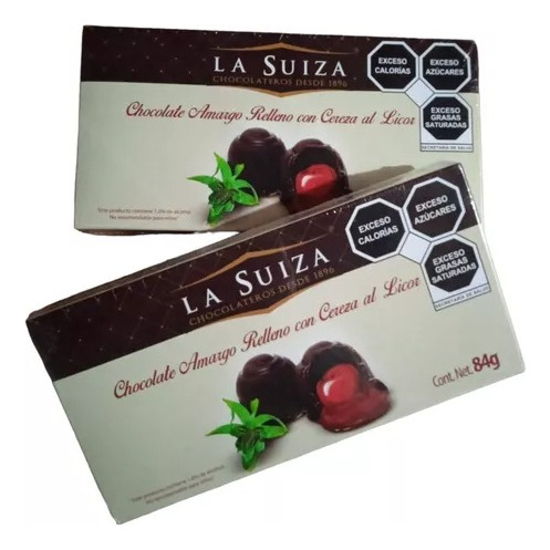 Chocolate Amargo Relleno Cereza Licor Al 6pz La Suiza