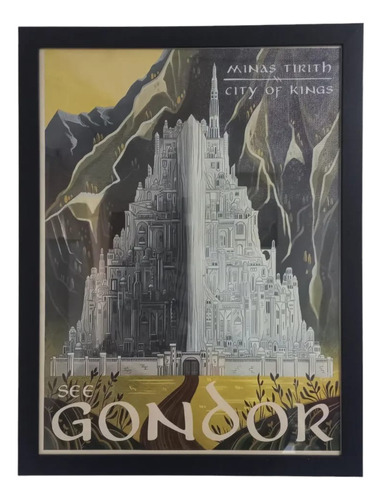 Cuadro De Gondor Esdla Enmarcado 30x40 Cm