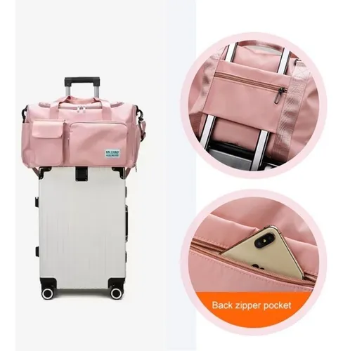 Bolso de mano y bandolera cruzada Travel Suitcase para mujer, color rosa