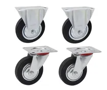 Comprar Rueda Chapa Y Goma 100mm 2un Base Giratoria + 2un Base Fija