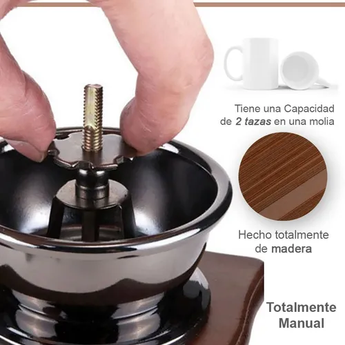Molino De Café Manual Portátil De Madera Vintage - Marrón