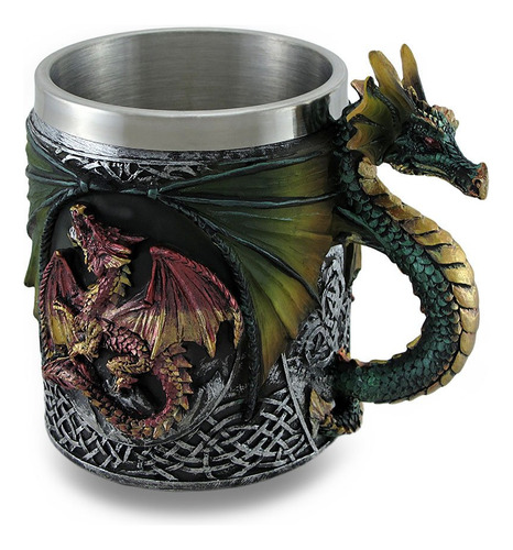 Taza Trabajo Nudo Celta Dragon Gotico Inserto Acero