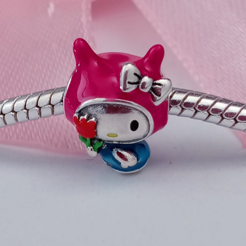 Charm Hello Kitty Tulipán Jardinera Plata S925 Fucsia