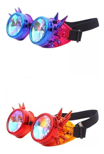 2x Rainbow Steampunk Goggles Lentes De Caleidoscopio