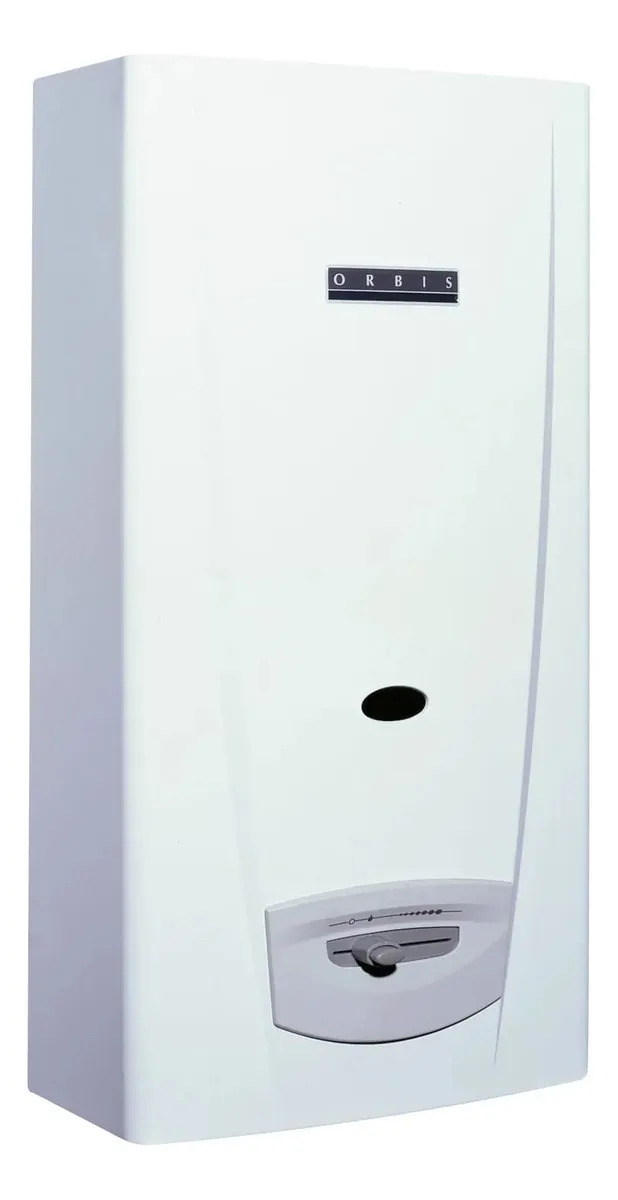 Calefón Orbis 14 Lts Gas Envasado Tiraje Natural Blanco