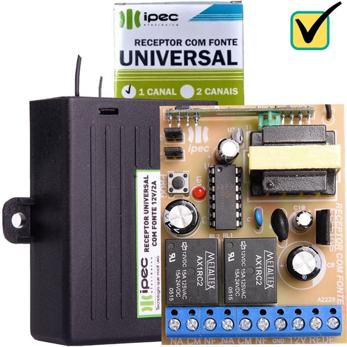 Receptor Universal 433mhz 1 E 2 Canais Com Fonte 2a