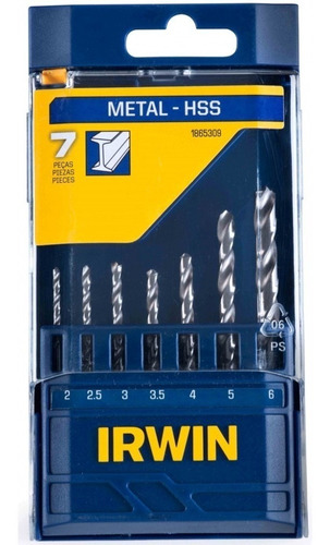 Jogo De Broca Aço Rapido 2 A 6mm 7 Peças Irwin Metal