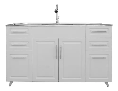 Mueble bajo fregadero de acero inoxidable 120x50 cm en blanco mate