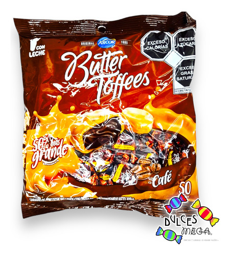 Arcor Butter Toffees Sabor Cafe C/50- Excelente Sabor