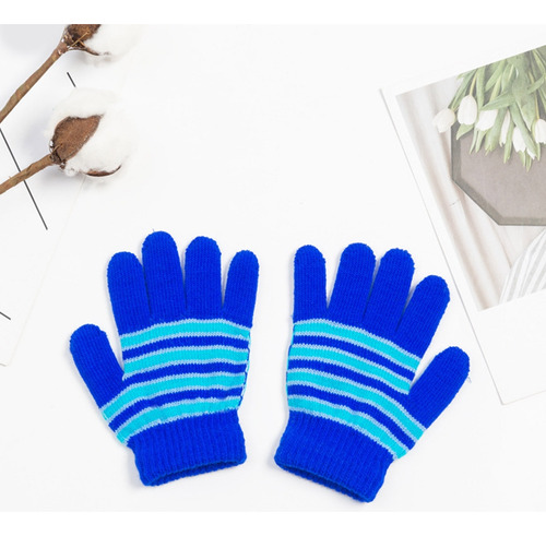 Guantes Con Estampado De Rayas (bk), Guantes Cálidos Para To