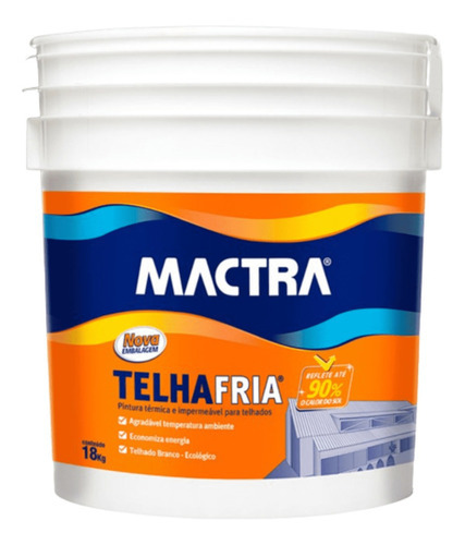 Tinta Térmica Isolante e Impermeavel Para Telha Mactra Telha Fria 18 Kg Branco