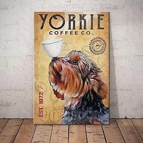 Letreros De Metal Retro Yorkie Dog Yorkie Coffee Co. Restaur