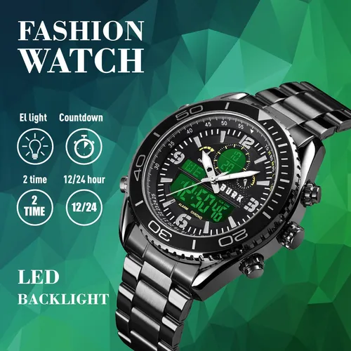 Reloj Hombre Burk 1600 Original Eeuu Analogo Digital Acero