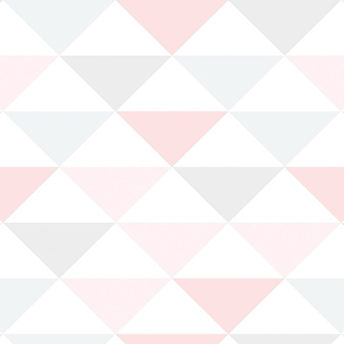 Imagem 2 de 5 de Papel De Parede Geométrico Vinil Menina Triangulo Rosa 3,10