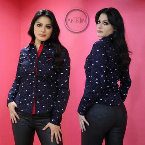 Blusa Estampada Con Perritos Puppies Para Oficina Formal