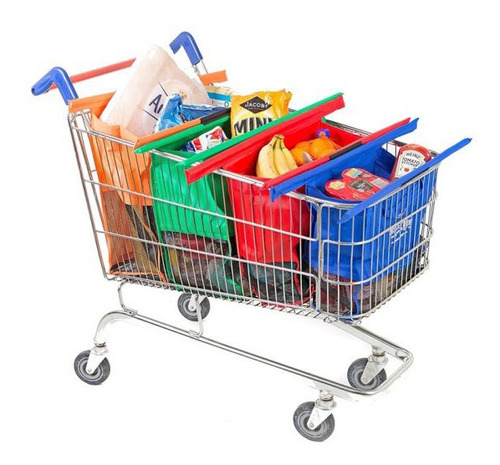 Imagen 2 de 5 de Bolsa De Tnt Reforzado Y Red, Para Carrito, Con Asas, 4 Tama