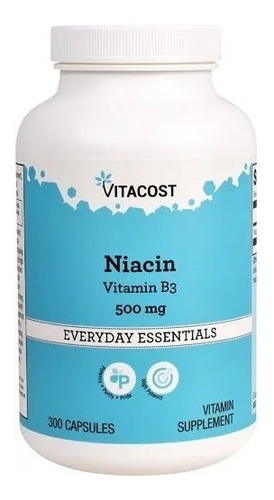 Niacina (vitamina B-3) 500mg 300 Cáps Apoyo Al Metabolismo