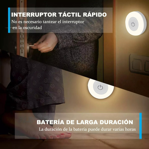 Y Luz Noche Lámpara Pared Focos Led Clóset Recargable Usb