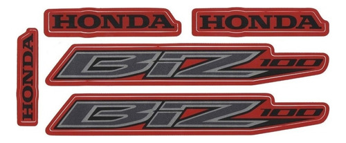 Kit Adesivo Jogo Faixas Moto Honda Biz 100 2013 Cor Vermelha