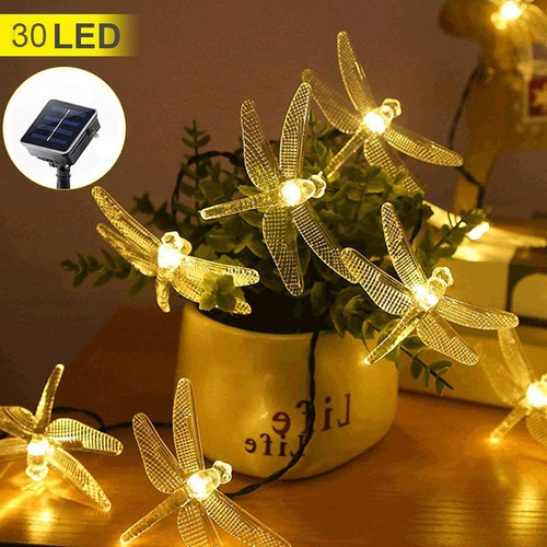 Tira De 30 Luces Led Solares Con Forma De Libélula