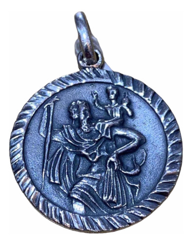 Medalla San Cristobal En Plata 925. Mediana 2,8 Cm. Tuset.