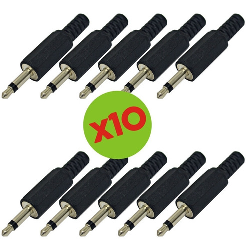 10 Ficha Conector Mini Plug Mono 3.5 Ts La Roca Envio