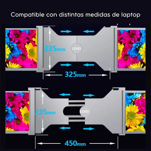 Doble Monitor 15'' Tri-pantalla Para Laptop Fhd 1080p Ips
