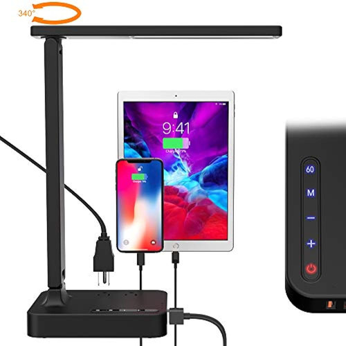 Cozoo - Lámpara De Escritorio Led Con 3 Puertos De Carga Usb