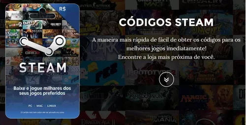 Comprar Cartão Steam Pré Pago R$ 10 Reais