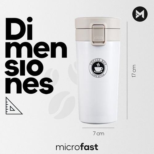 Imagen 9 de 10 de Vaso Térmico Acero Inox Anti Vuelco Frío Calor 380ml Minimal